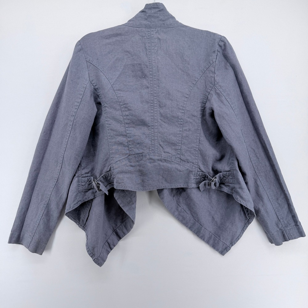 KUT from the Kloth Womens Linen Drape Front Jacket Blue Grey Size L KJ11701‎ - Picture 4 of 5
